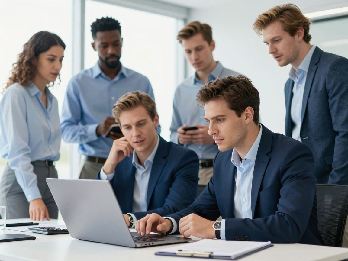 Research team working together in an office