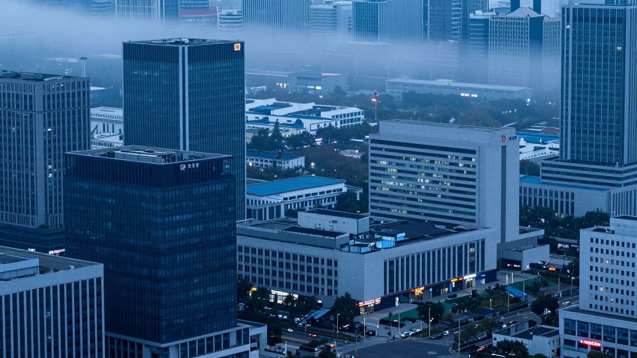 Modern city skyline representing multiple industries