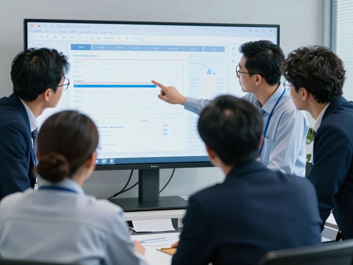 Research operations team reviewing a project plan