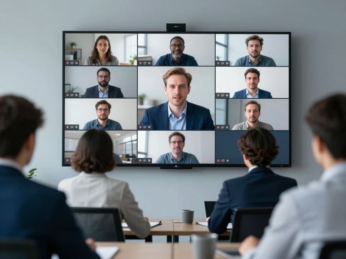 Distributed research team collaborating over a video call