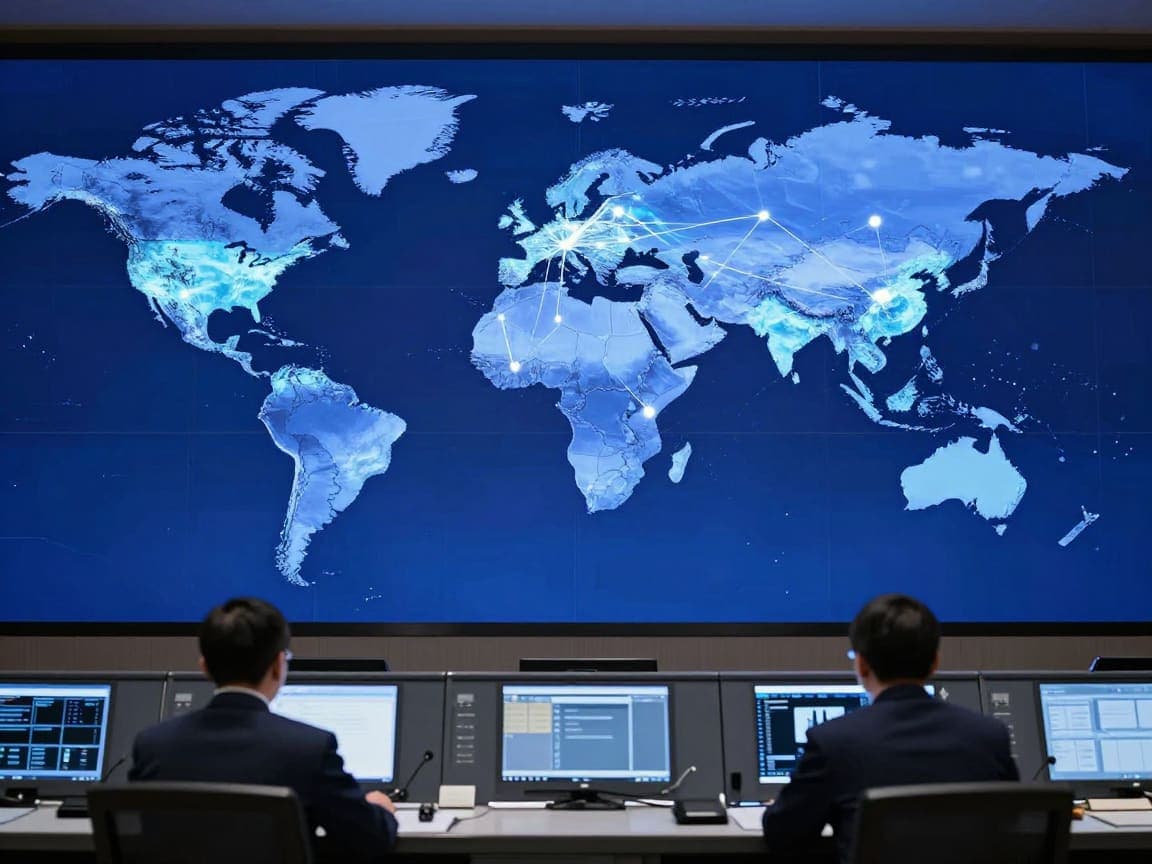 World map with connected research locations