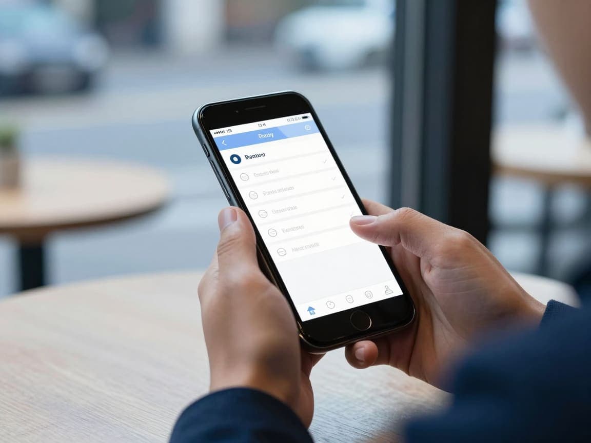 Respondent completing a survey on a mobile phone