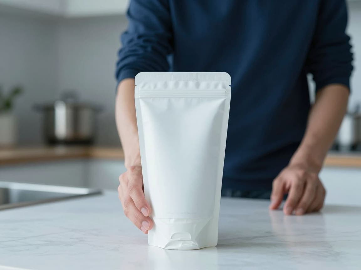 Household product being used in a home kitchen